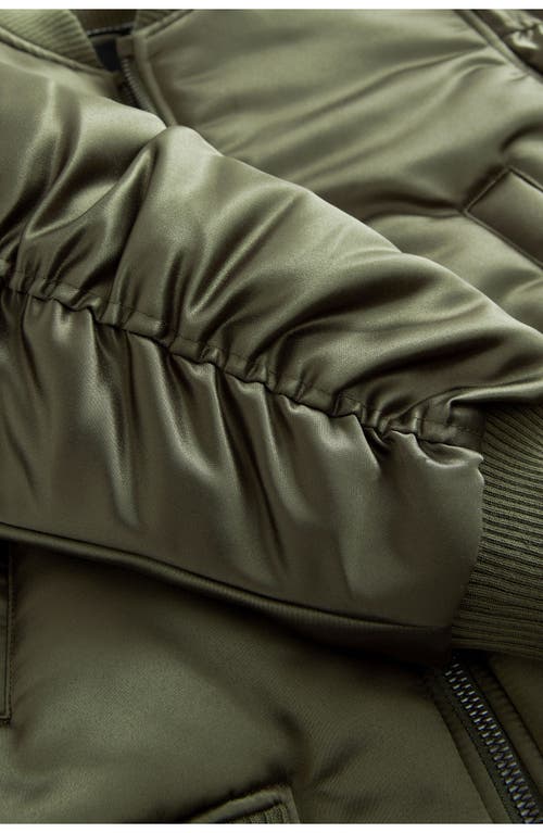 Shop Allsaints Sm By  Kids' Insulated Satin Bomber Jacket In Green