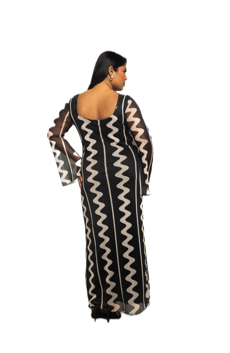 FASHION-SZN CURVE Plus Size Monochrome Print Maxi Dress, Alternate, color, 