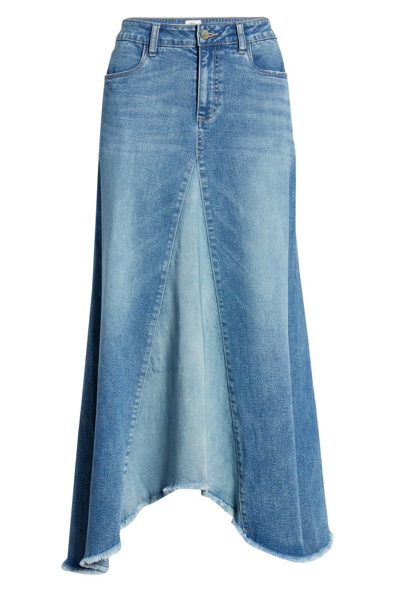 Pieced Denim Midi Skirt, Alternate, color, TWO TONE SKY
