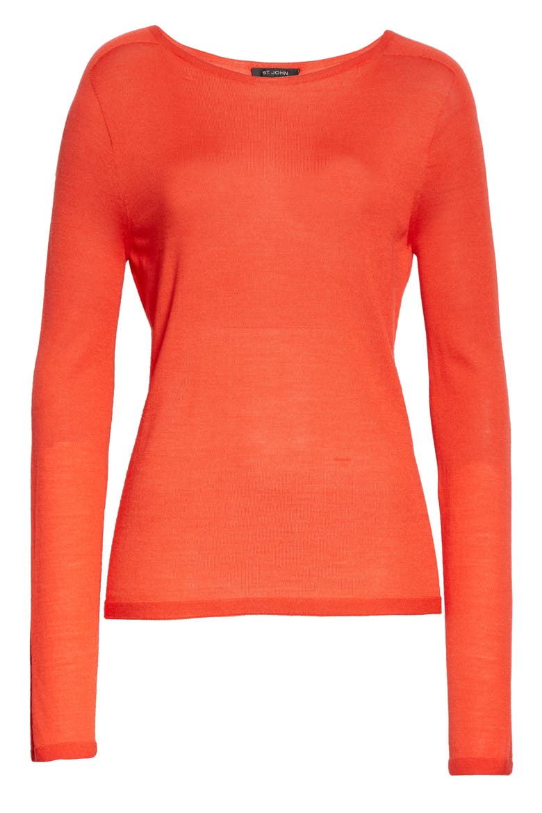 Fine Gauge Merino Jersey Sweater, Alternate, color, GERANIUM