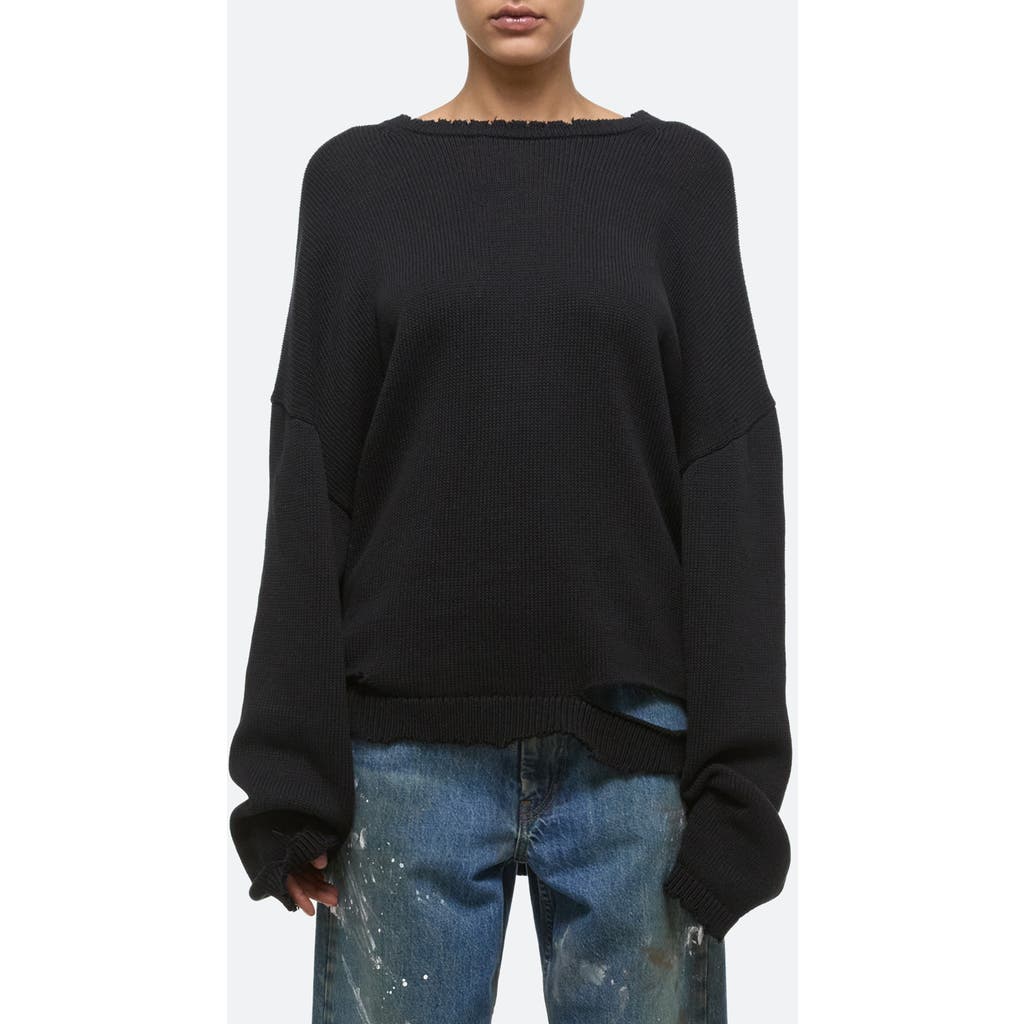 Helmut Lang Distressed Oversize Sweater In Black