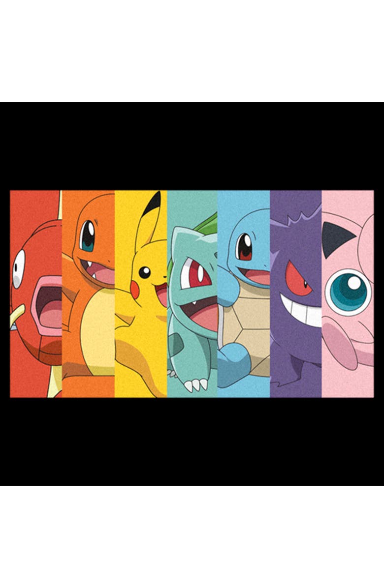 POKEMON Boy's Pokemon Character Box-up Rainbow  Graphic T-Shirt, Alternate, color, Black
