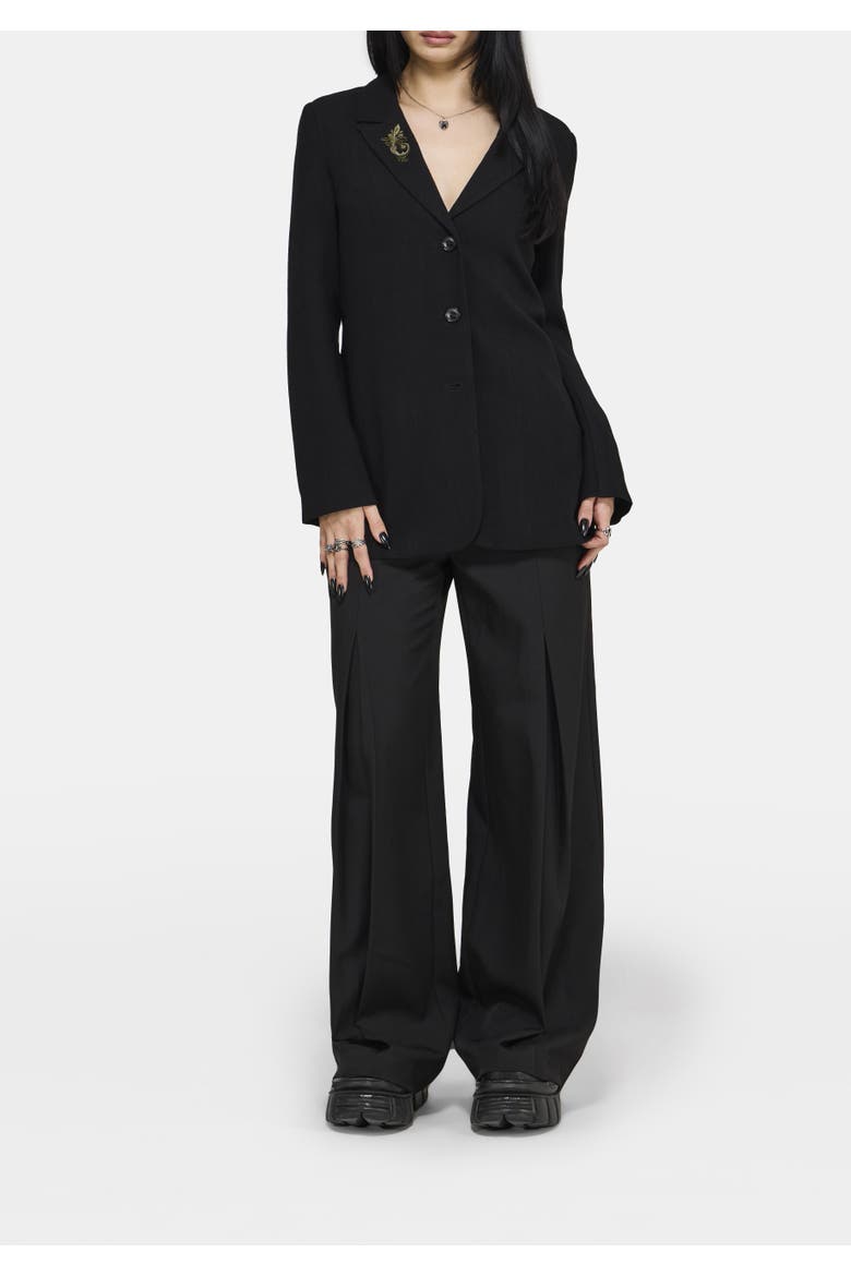 Ellis Embroidered Longline Blazer, Alternate, color, Black