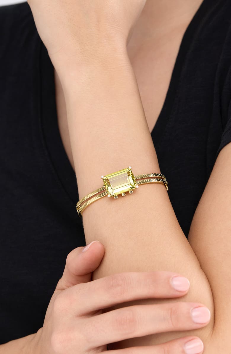 Bony Levy 18K Gold Iris Lemon Quartz & Diamond Bangle Bracelet, Alternate, color, 