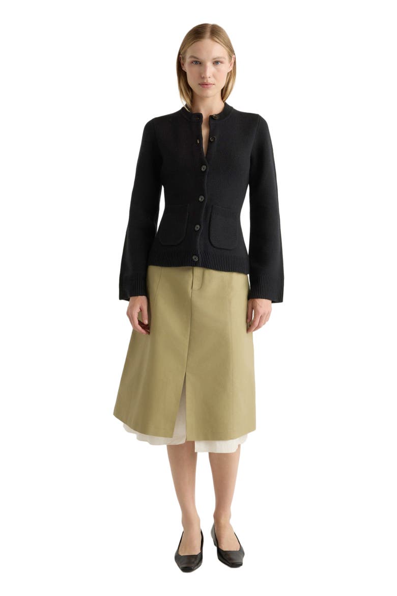 Eames Cotton Wool Button Cardigan, Alternate, color, Black