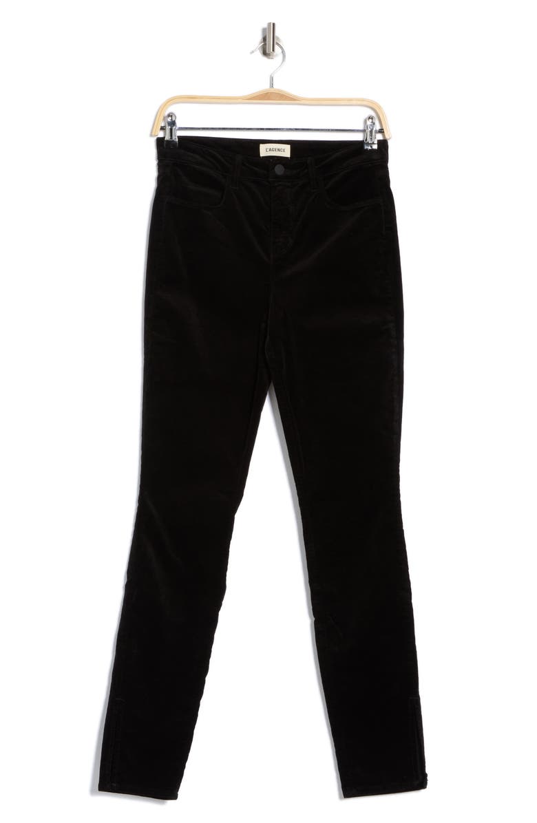 L'AGENCE Josie High Rise Split Hem Jeans, Alternate, color, Noir