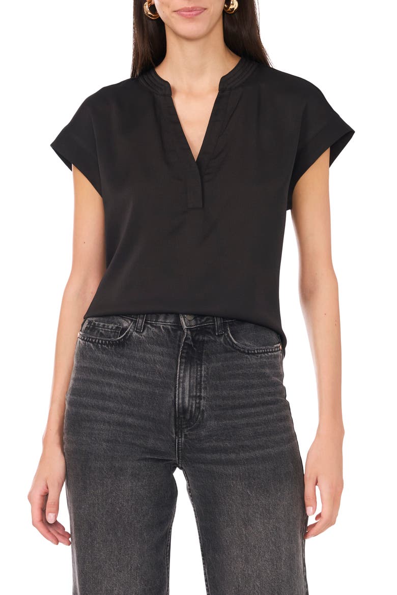 Trapunto Collar Top, Main, color, RICH BLACK