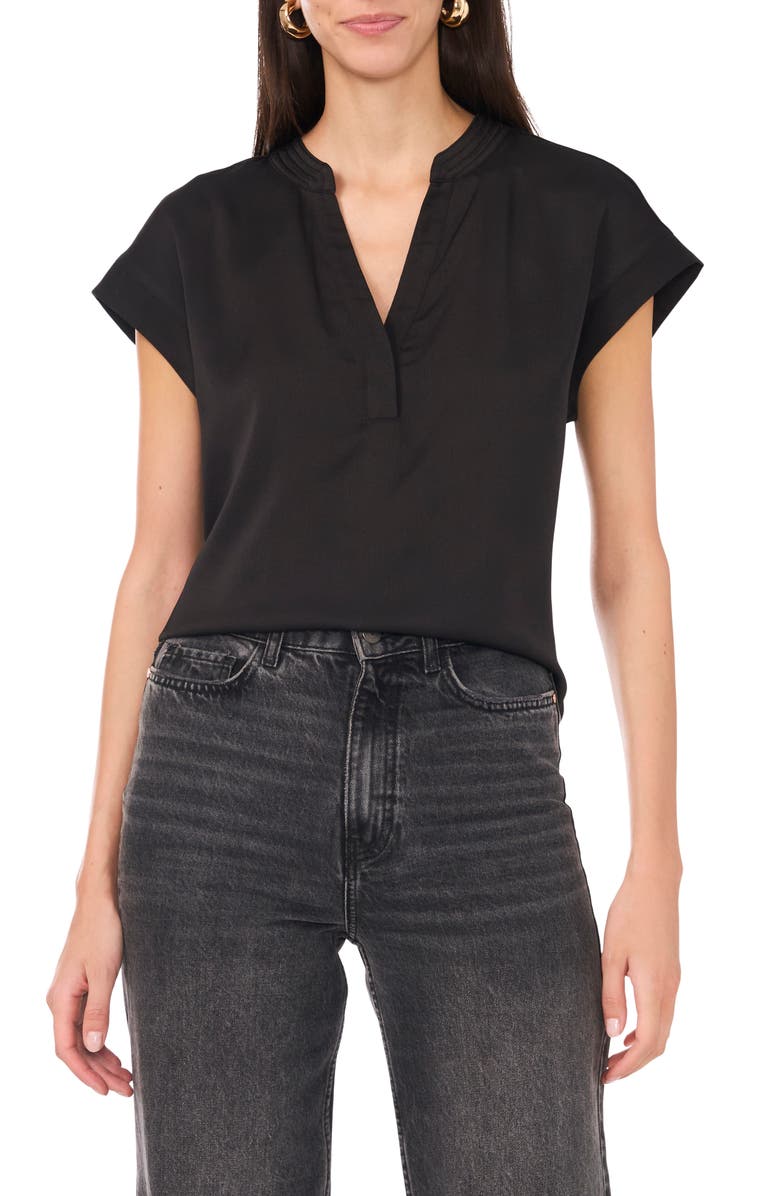 Vince Camuto Trapunto Collar Top, Main, color, Rich Black