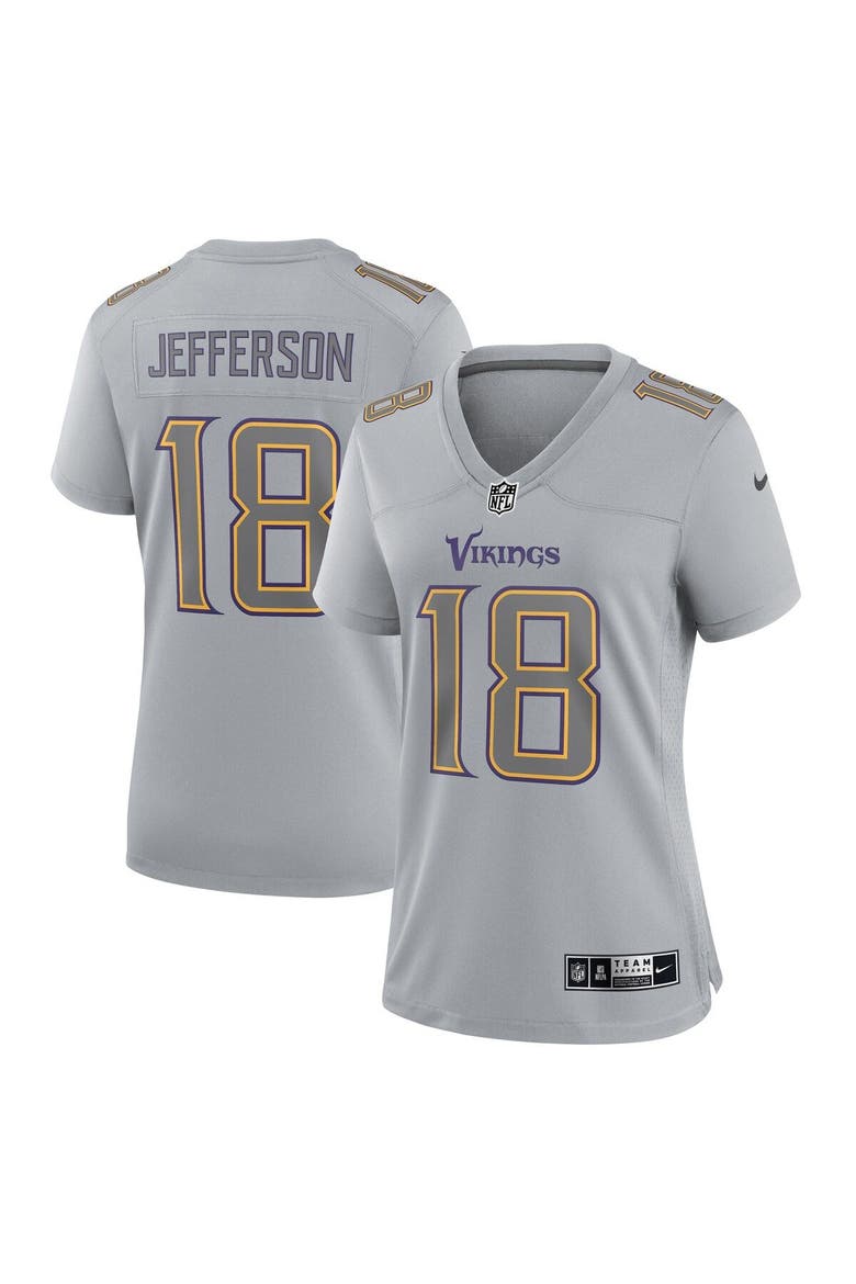 Women's Nike Justin Jefferson Gray Minnesota Vikings Atmosphere Fashion Game Jersey, Main, color, Gray