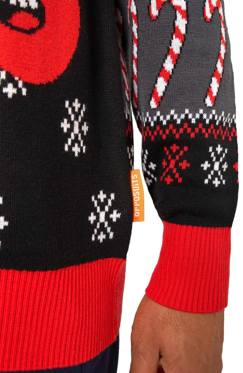 OppoSuits Merry Jinglejoy Christmas Crewneck Sweater, Alternate, color, Black Multi