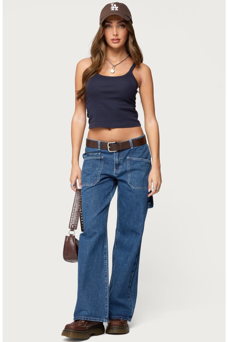 Basic Babe Crop Stretch Cotton Camisole, Alternate, color, NAVY