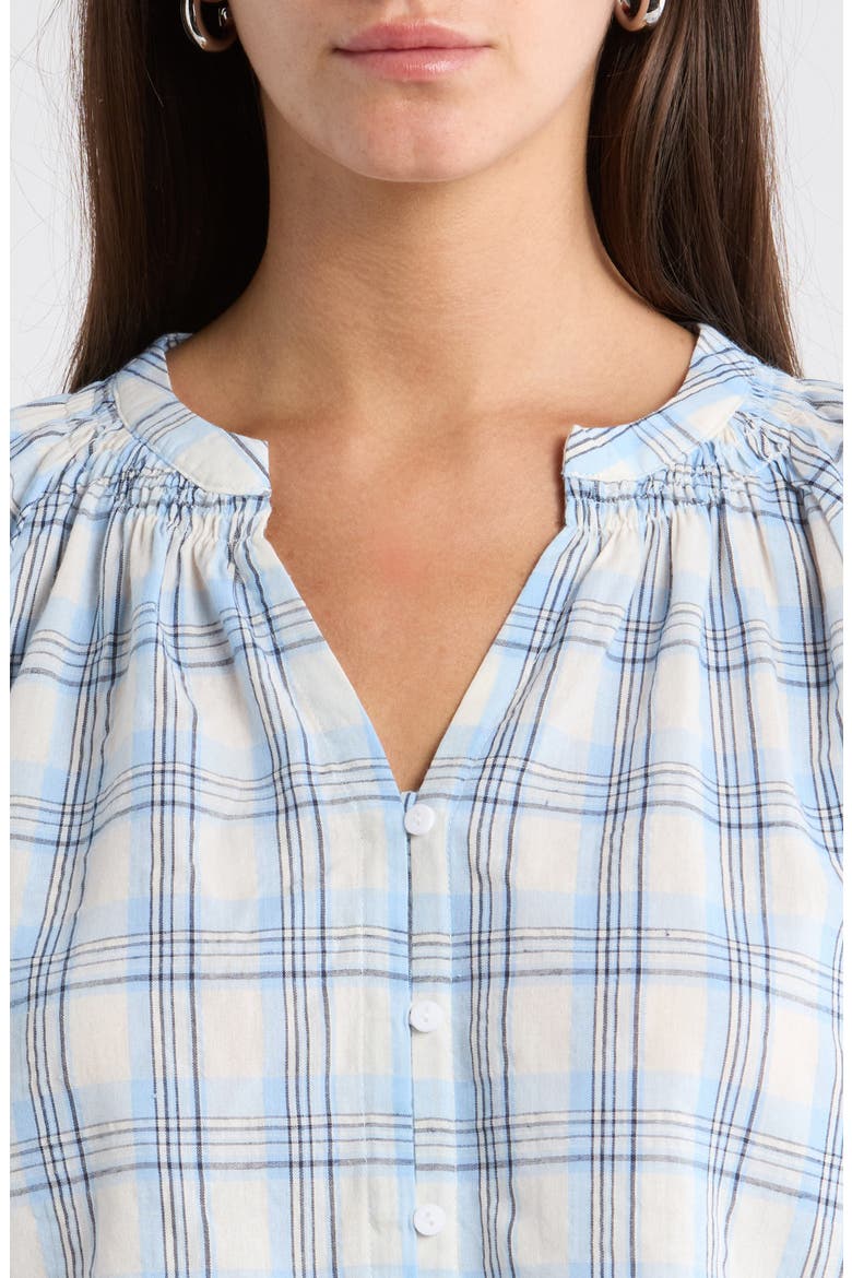 Marza Plaid Top, Alternate, color, BLUE-CREAM