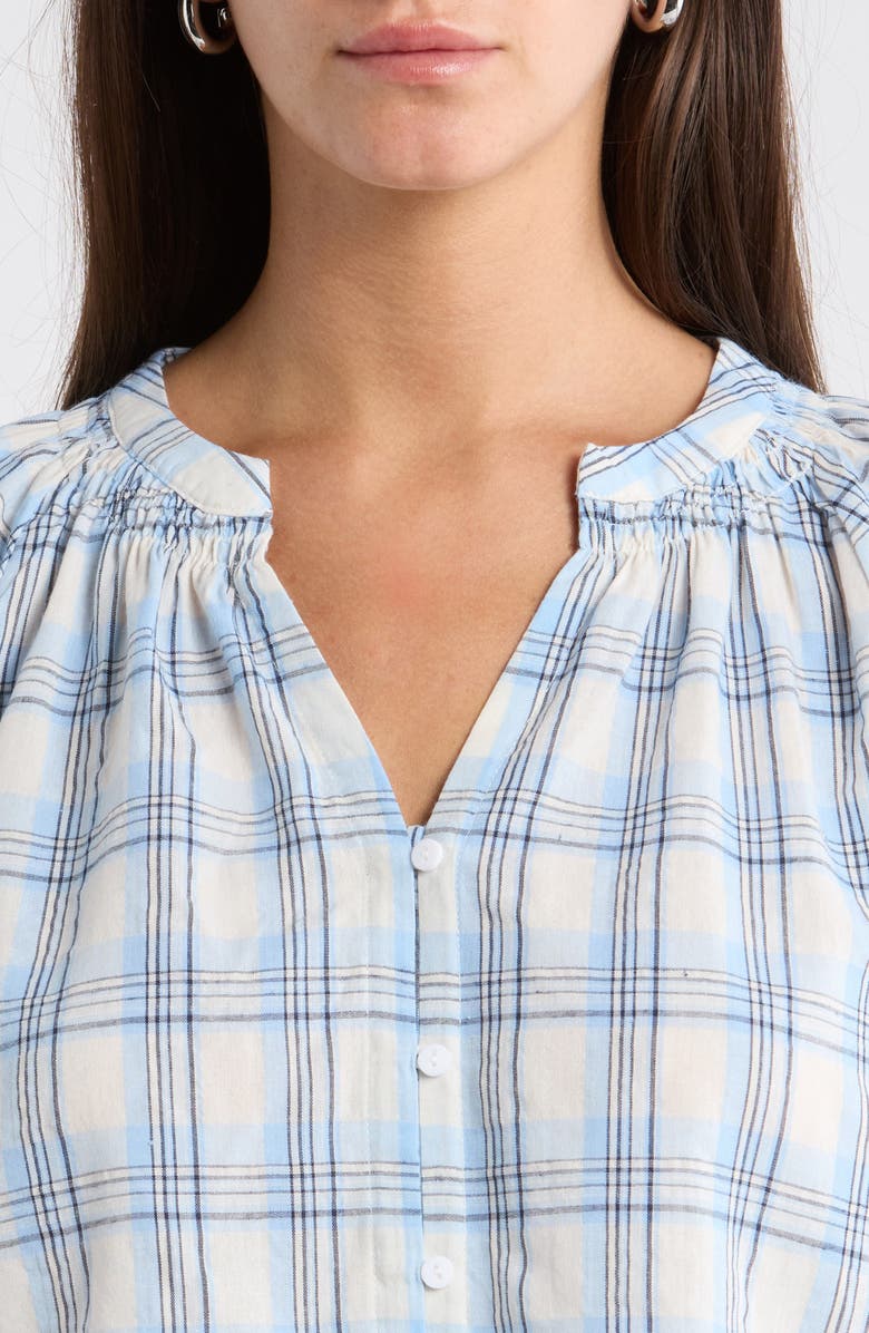 SUGARLIPS Marza Plaid Top, Alternate, color, Blue-Cream