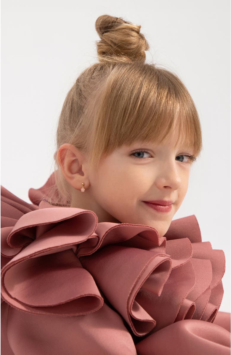 In Season Jewelry 14k Dangle Enamel Flower Girl Earrings, Alternate, color, Pink