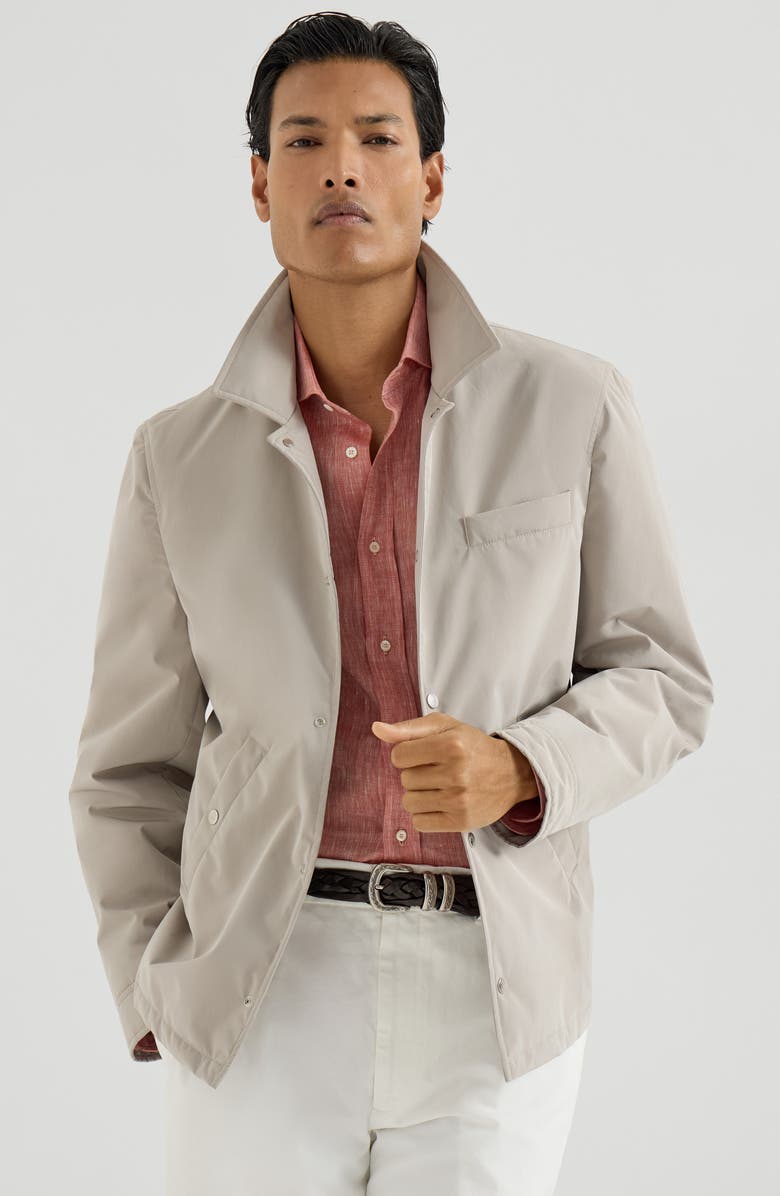 Brunello Cucinelli Bonded nylon outerwear jacket, Alternate, color, Dove Grey