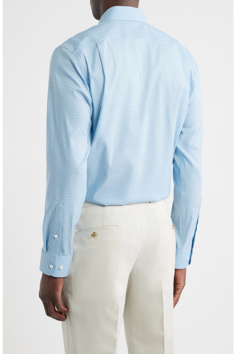 Trim Fit Geometric Print Premium Cotton Blend Twill Dress Shirt, Alternate, color, BLUE LORENZO GEO