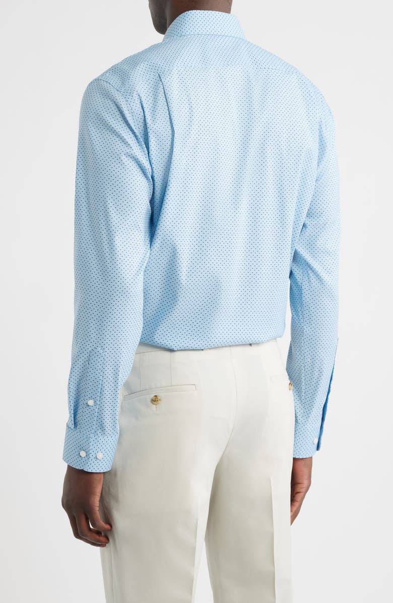 Nordstrom Trim Fit Geometric Print Premium Performance Linen Twill Dress Shirt, Alternate, color, Blue Lorenzo Geo