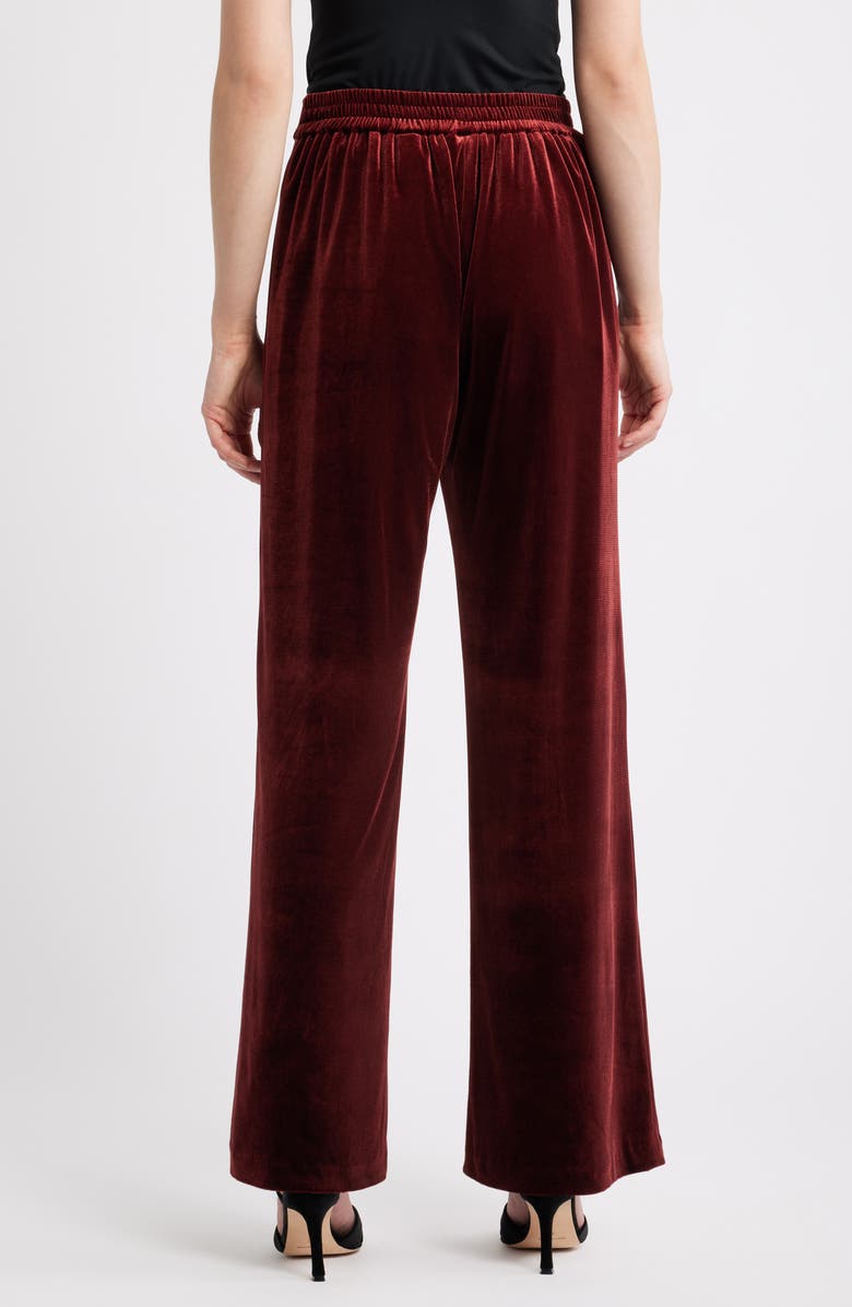 Elie Tahari The Lucia Velvet Pull-On Wide Leg Pants, Alternate, color, Purple Bordeaux