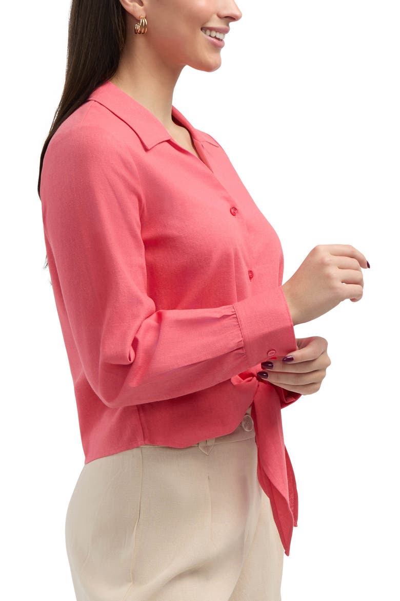 Tie Front Shirt, Alternate, color, CORAL