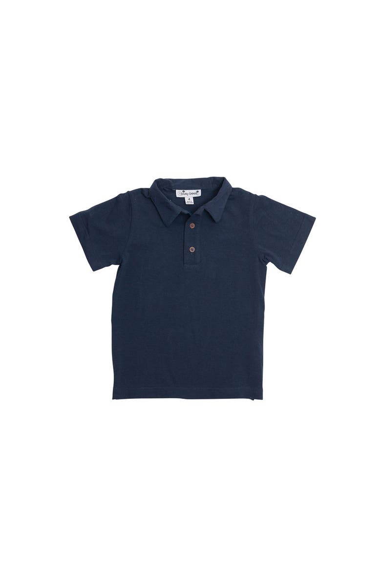 Busy Bees Short Sleeve Polo, Main, color, Navy Knit