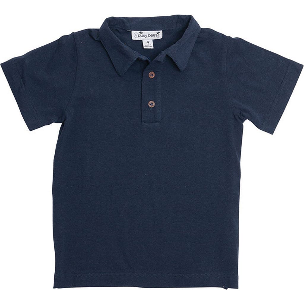 Busy Bees Short Sleeve Polo in Navy Knit at Nordstrom, Size 2T