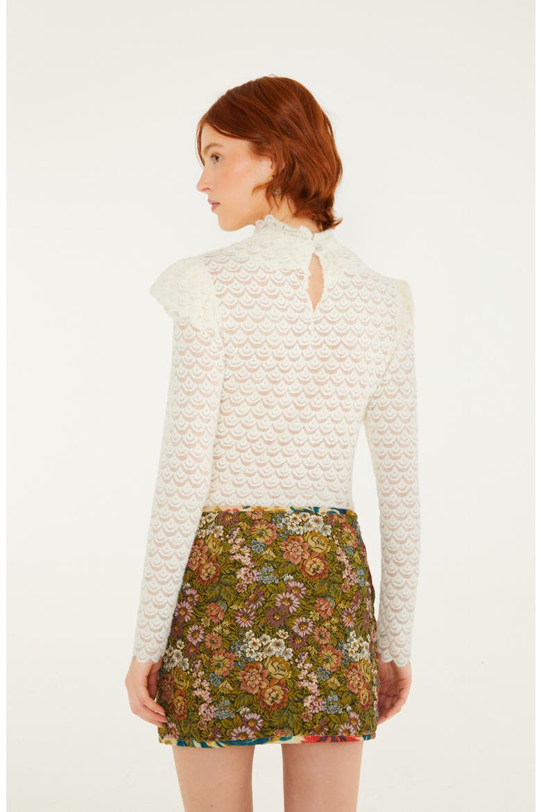 Floral Jacquard Miniskirt, Alternate, color, LIGHT BEIGE