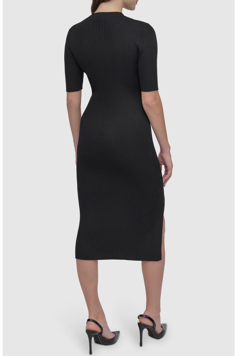 Cutout Detail Rib Sweater Dress, Alternate, color, BLACK