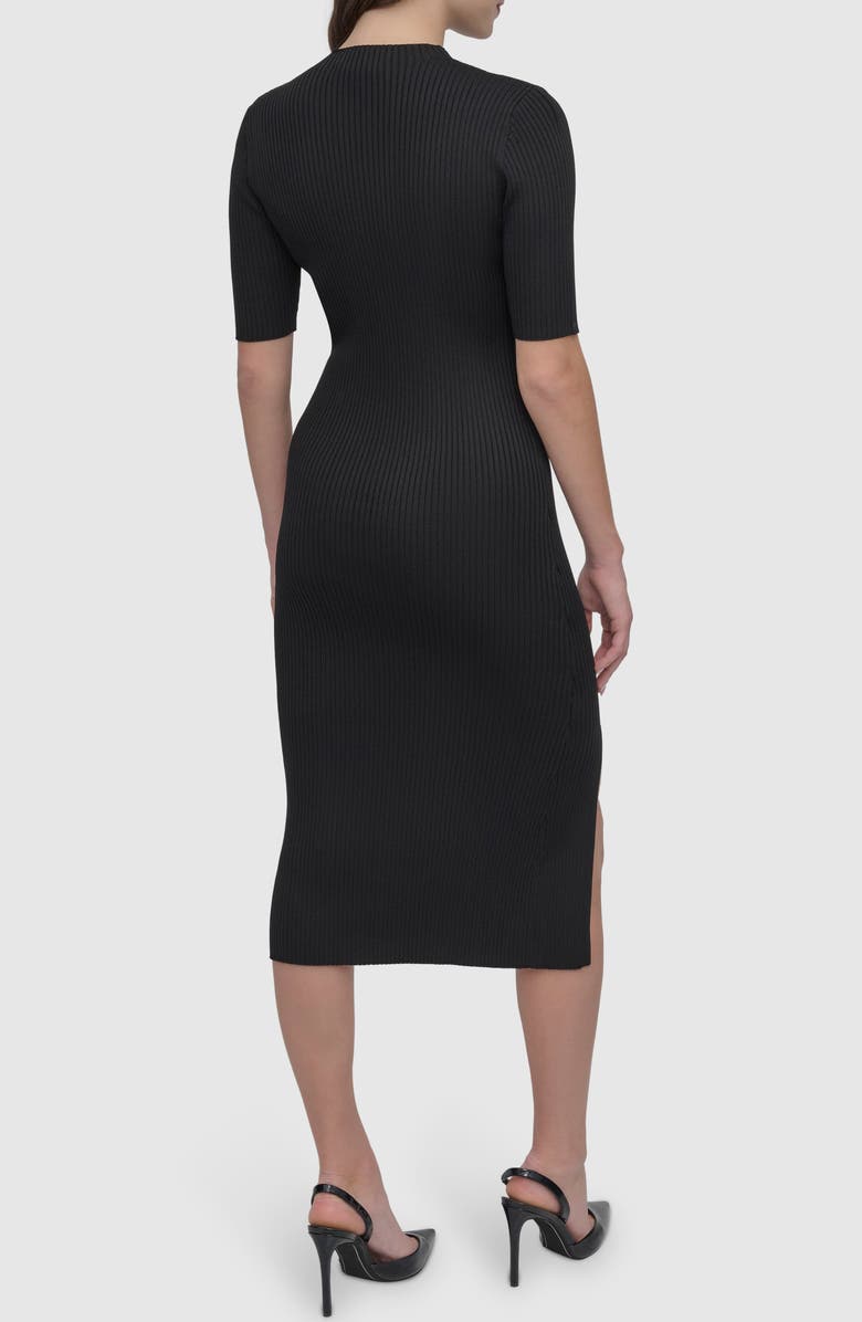 DKNY Cutout Detail Rib Sweater Dress, Alternate, color, Black