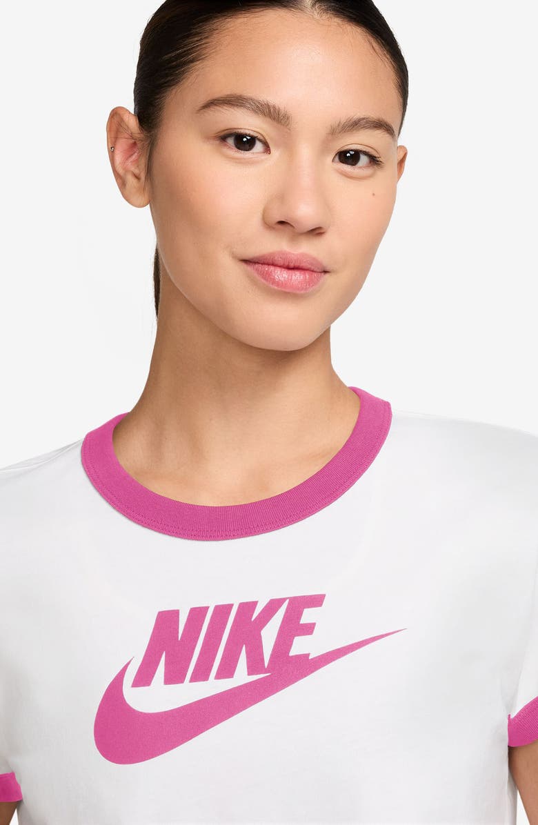 Nike Sportswear Ringer Logo Graphic T-Shirt, Alternate, color, White/ Playful Pink