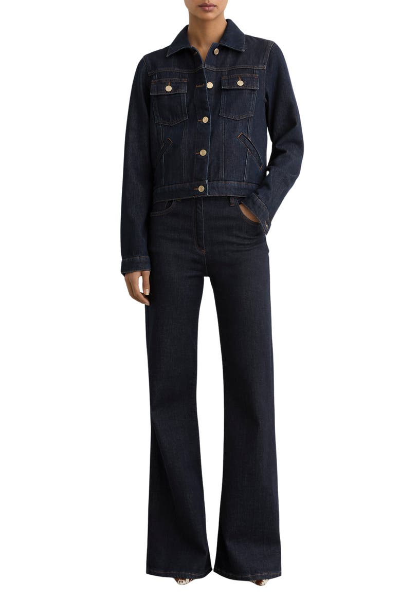 Carmen Denim Trucker Jacket, Alternate, color, DARK BLUE