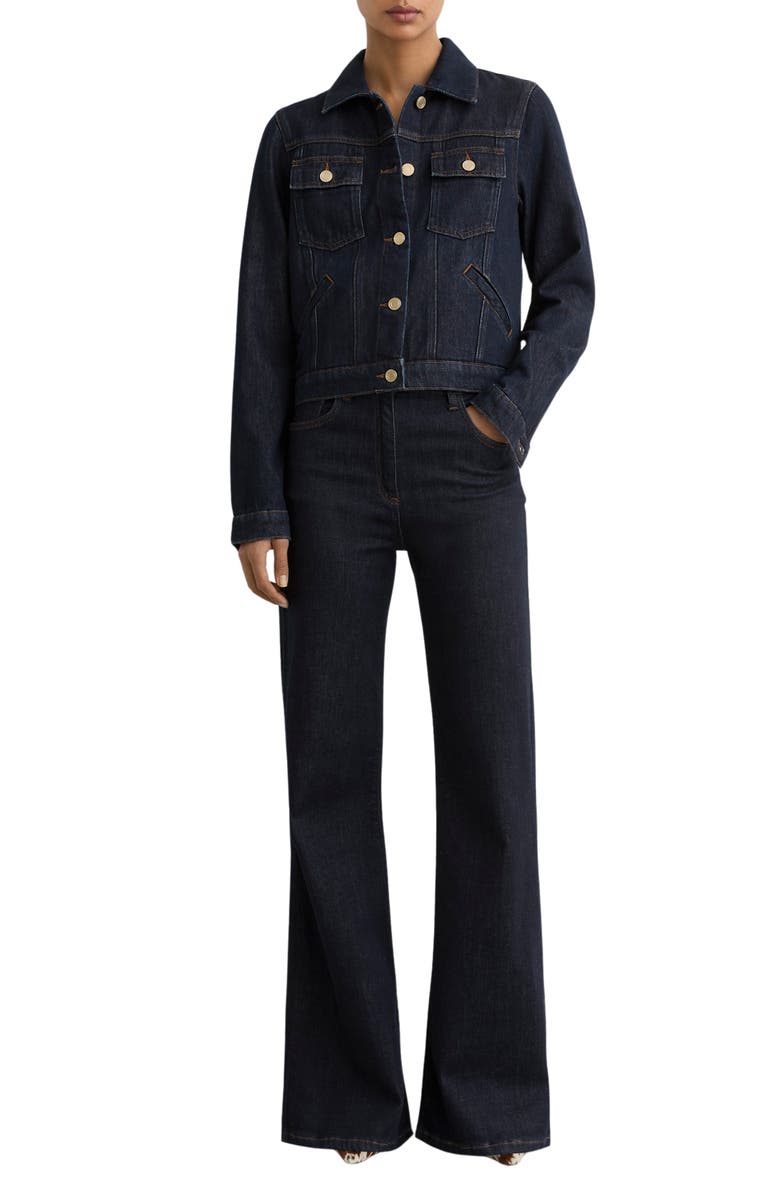 Reiss Carmen Denim Trucker Jacket, Alternate, color, Dark Blue
