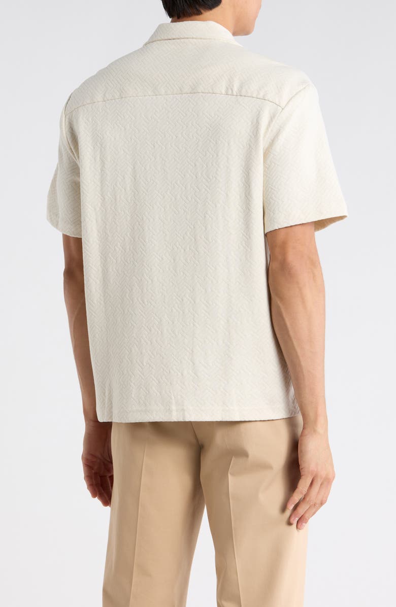 DENIM AND FLOWER Texture Short Sleeve Button-Up Shirt, Alternate, color, Cream