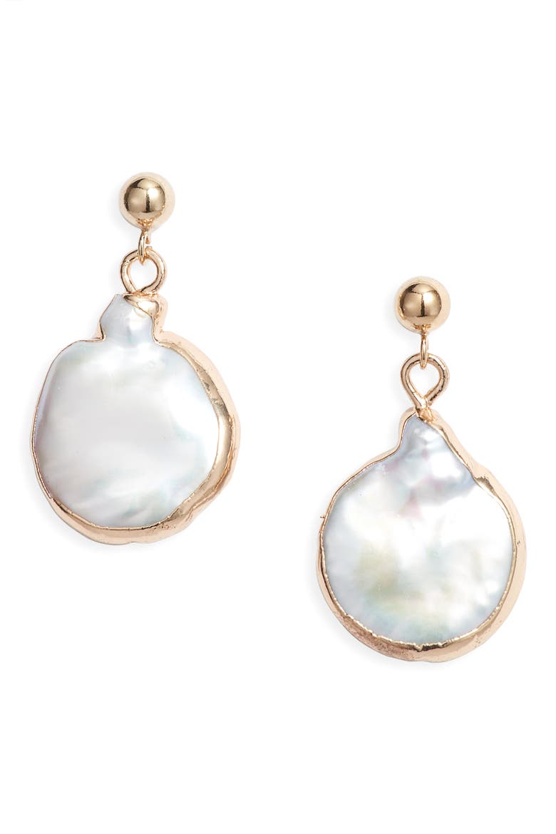 Gracie Freshwater Pearl Drop Earrings, Main, color, GOLD