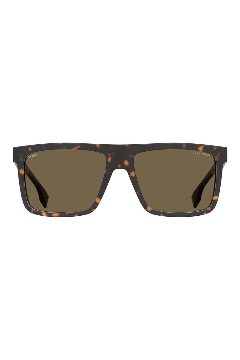 59mm Polarized Square Sunglasses, Main, color, HAVANA