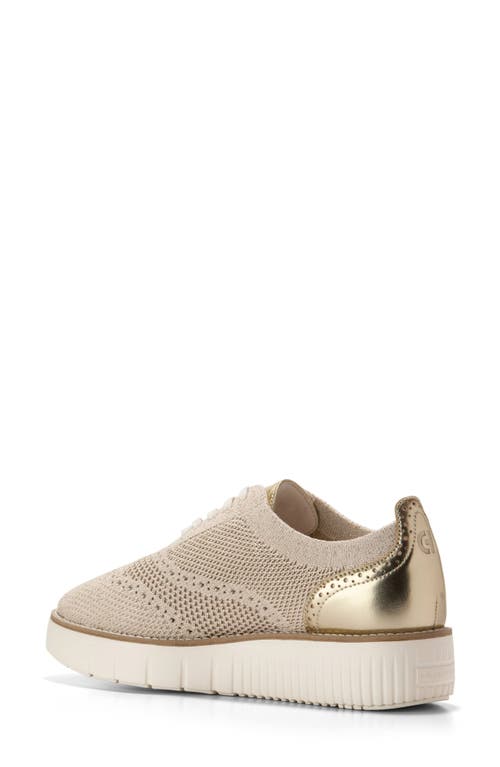 Cole Haan Grand City Platform Oxford In Rye/gold Metallic Knit/ivory