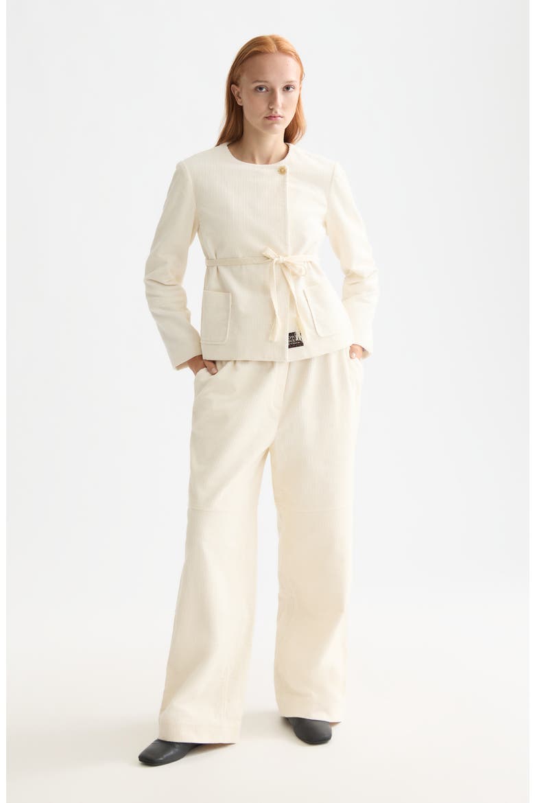Noa High Waist Drawstring Corduroy Pants, Alternate, color, EGGNOG