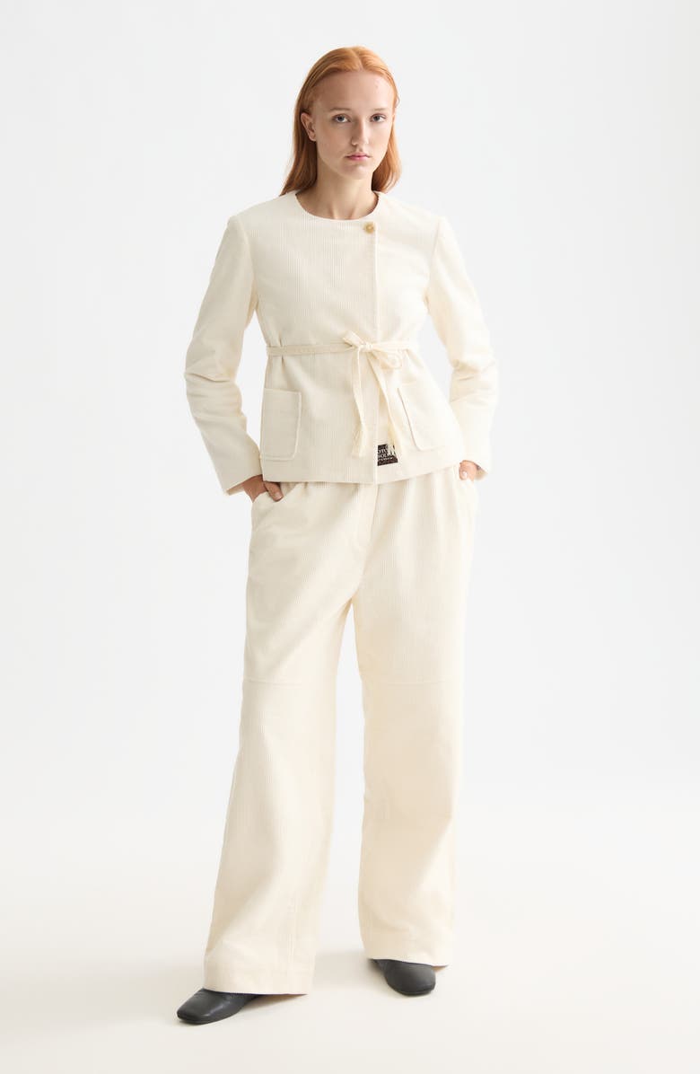 Scotch & Soda Noa High Waist Drawstring Corduroy Pants, Alternate, color, Eggnog