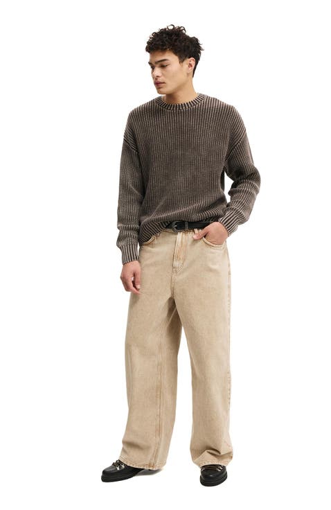 Men's Washed Box Fit Crew Knit
