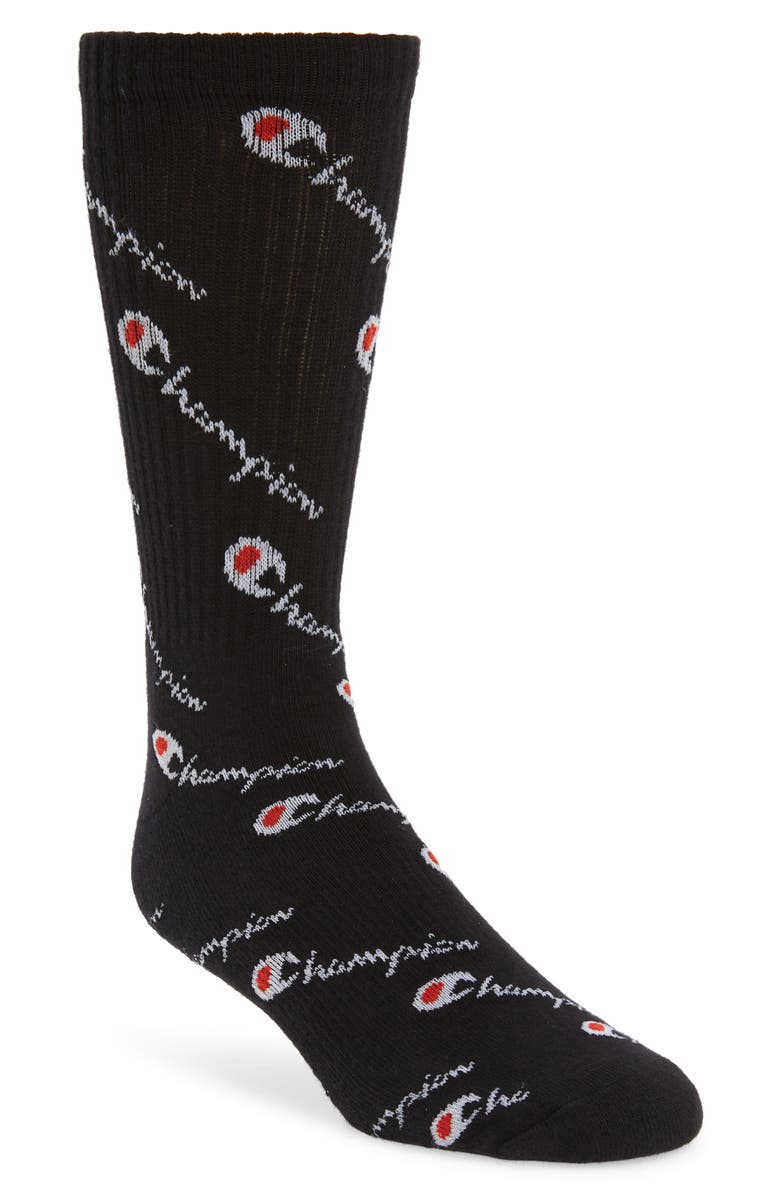 Champion Script Logo Socks, Main, color, 