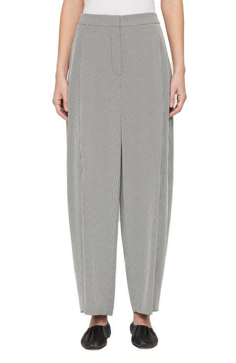Cooper Pleated Houndstooth Barrel Leg Pants