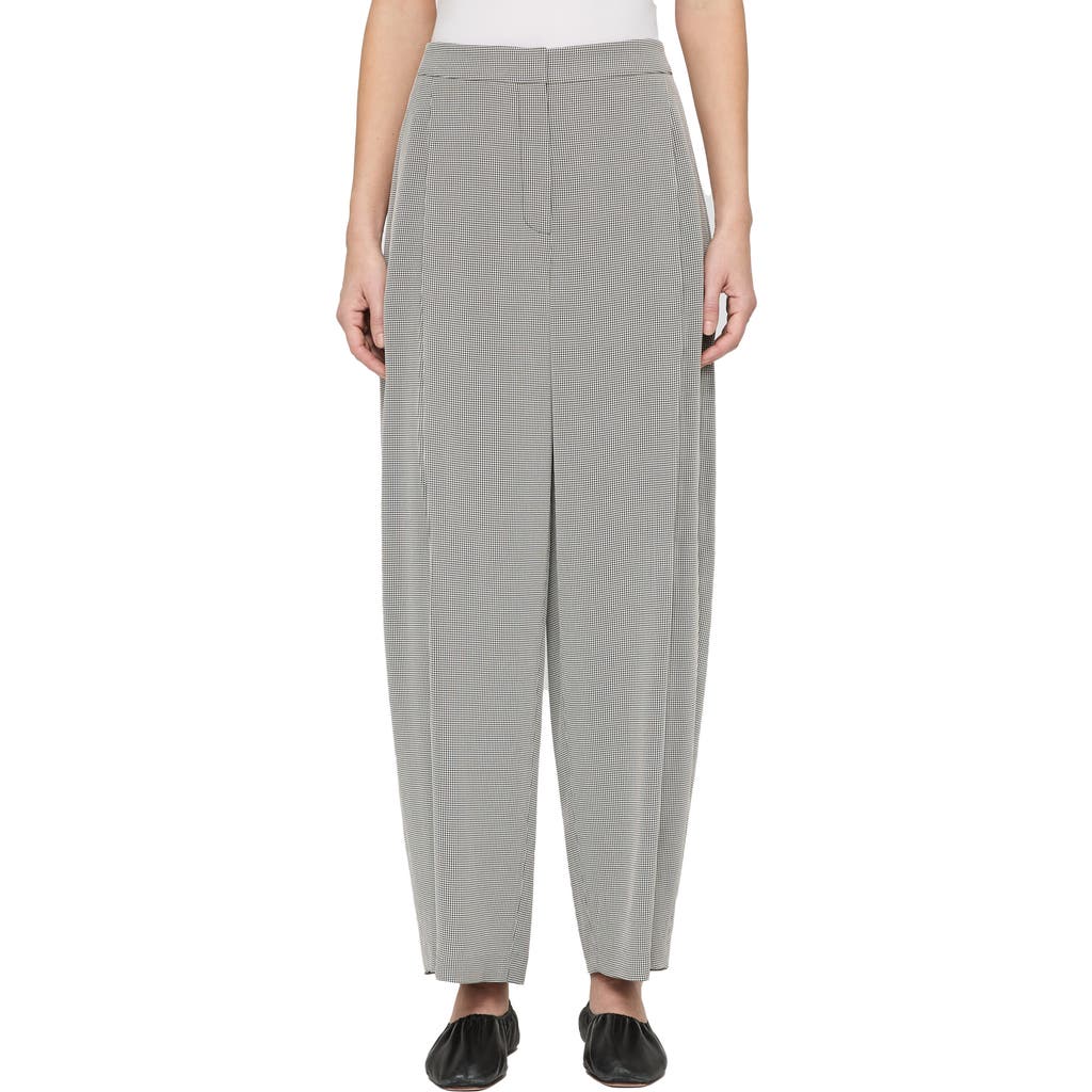 Lafayette 148 New York Cooper Pleated Houndstooth Barrel Leg Pants In Gray