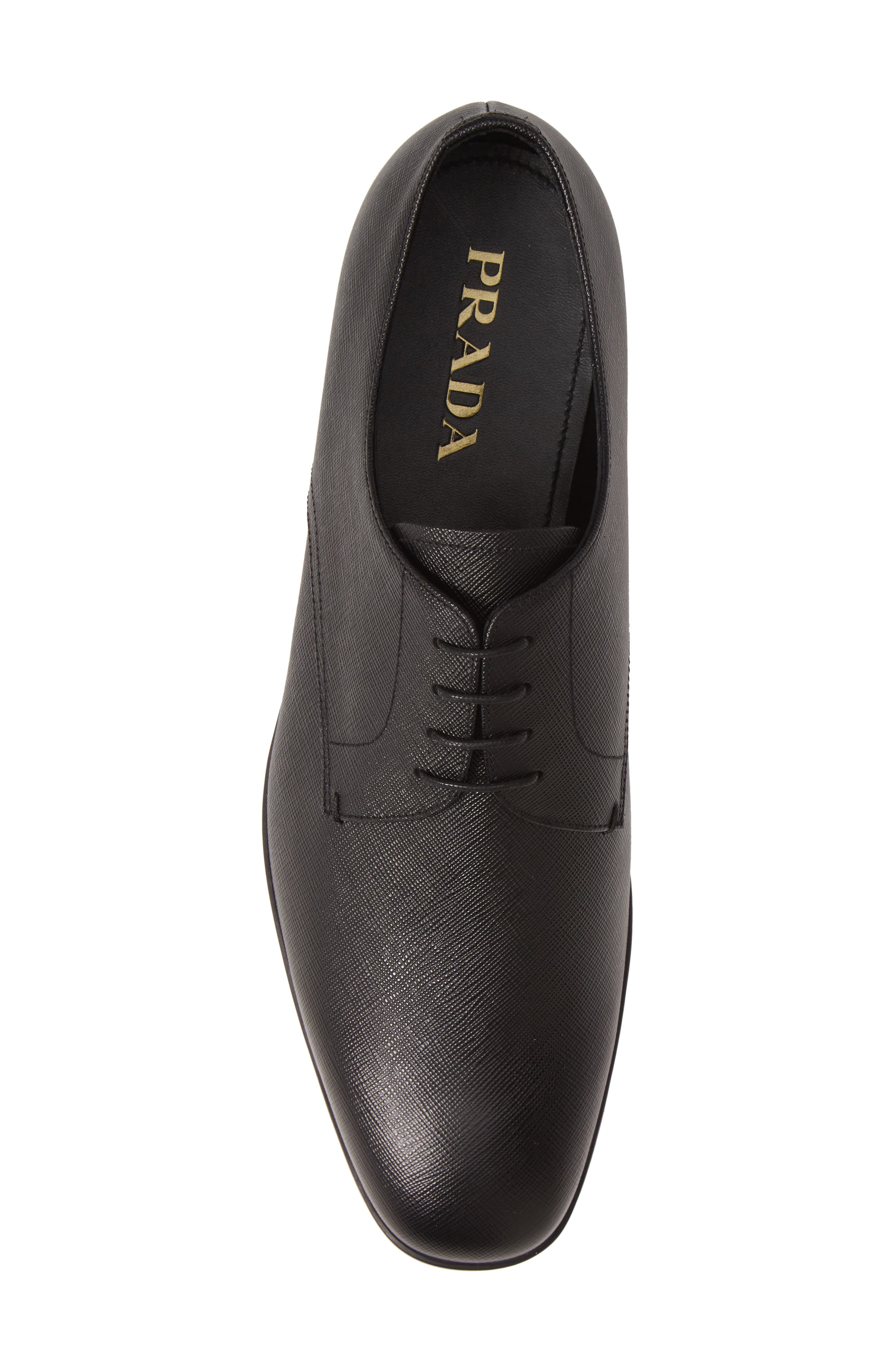 Prada Plain Toe Derby, Alternate, color, Nero