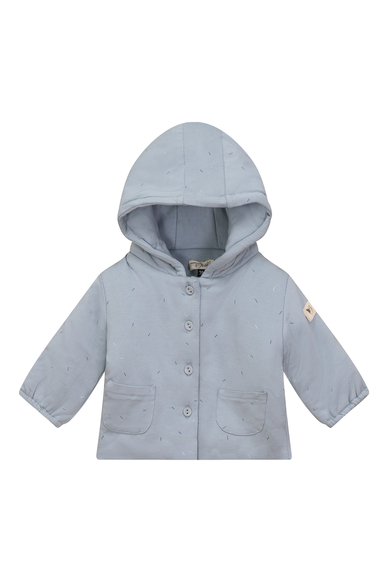 Sprinkle Print Puffy Hood Jacket, Main, color, Blue Mist