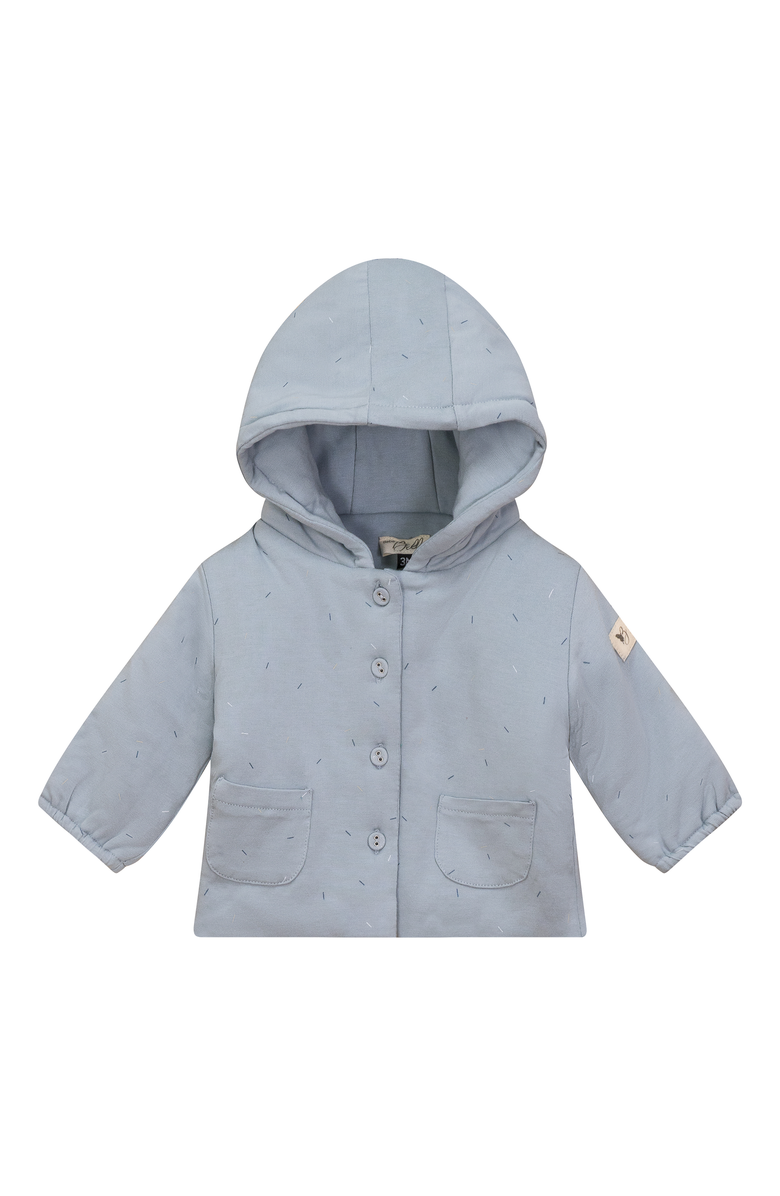Bebe Bella Sprinkle Print Puffy Hood Jacket, Main, color, Blue Mist