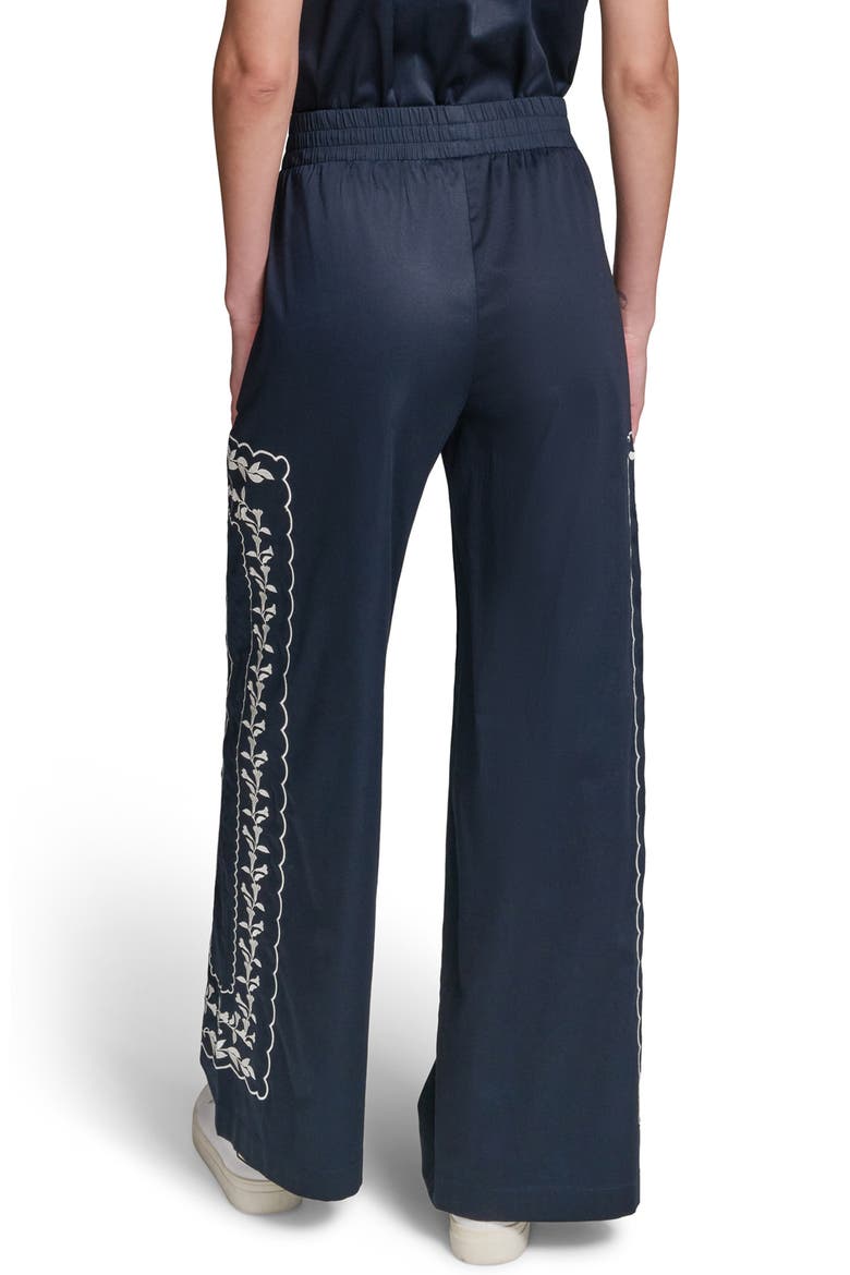 Embroidered Wide Leg Pants, Alternate, color, MIDNIGHT NAVY