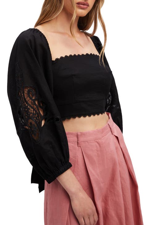 Mara Lace Trim Crop Top