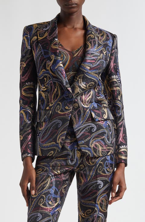 Paisley Duchesse Satin Blazer