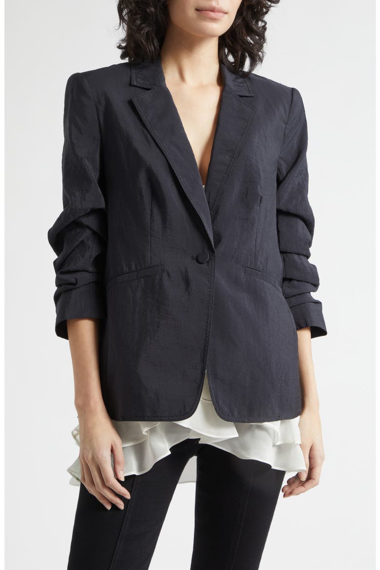Khloe Tumbled Woven Blazer, Main, color, BLACK