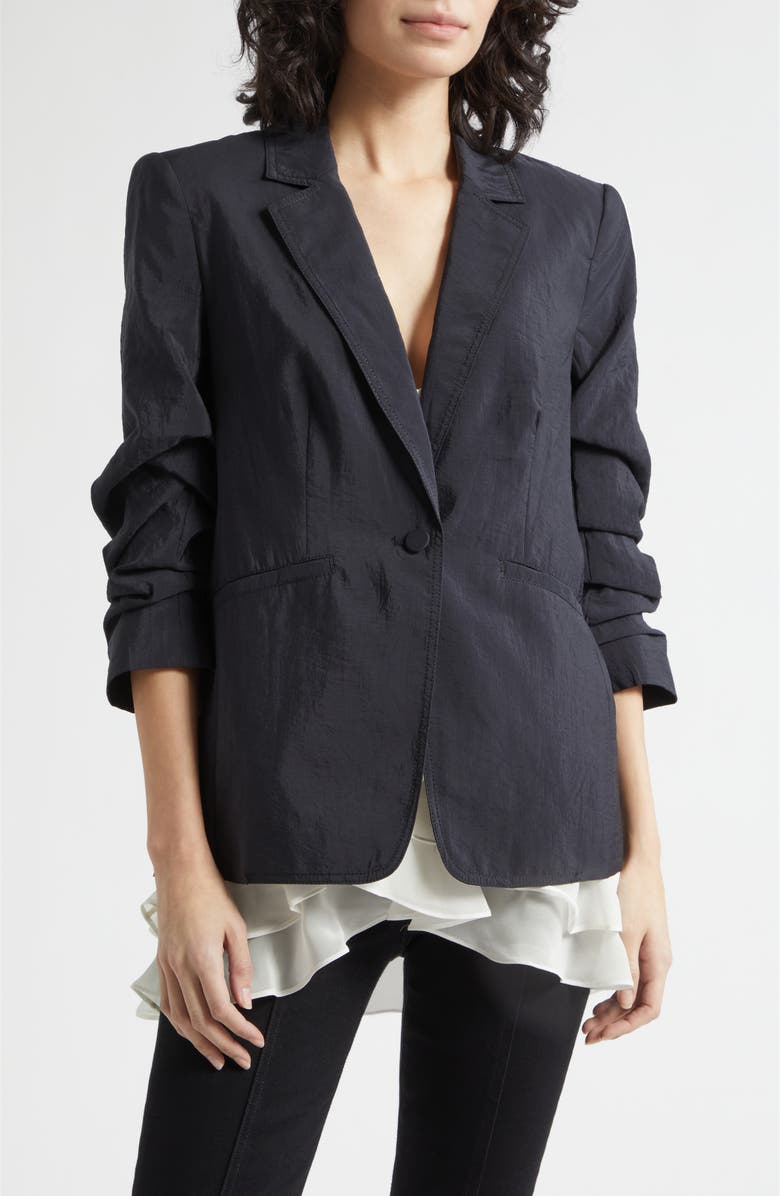 Cinq à Sept Khloe Tumbled Woven Blazer, Main, color, Black