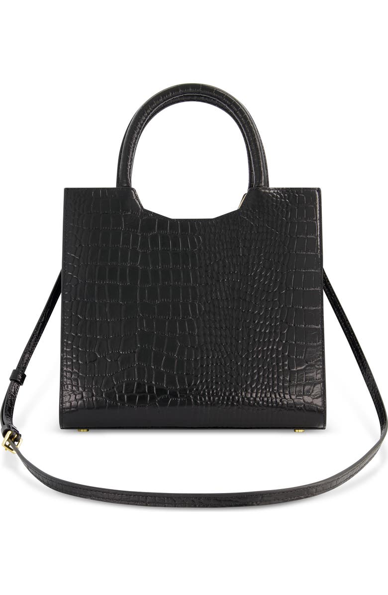 Mac Duggal Crocodile Leather Buckle Detail Medium Tote Bag, Alternate, color, Black